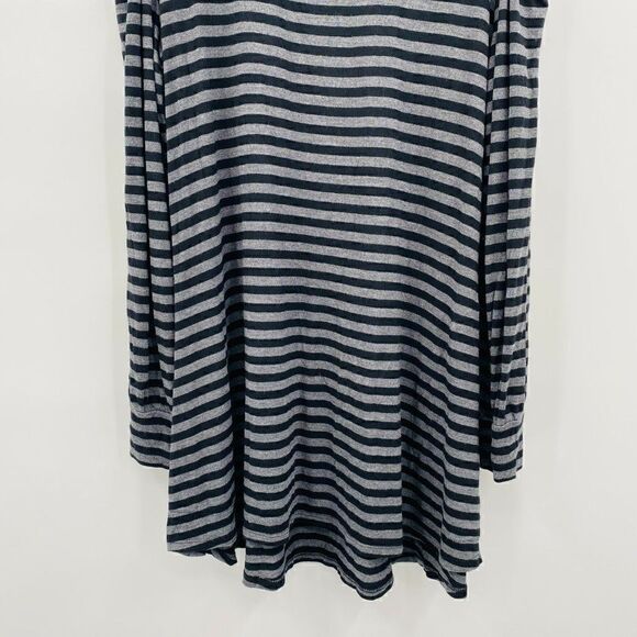 Soma Size Medium Black & Gray Striped Cold Shoulder Jersey Knit Tunic Top - Picture 4 of 8